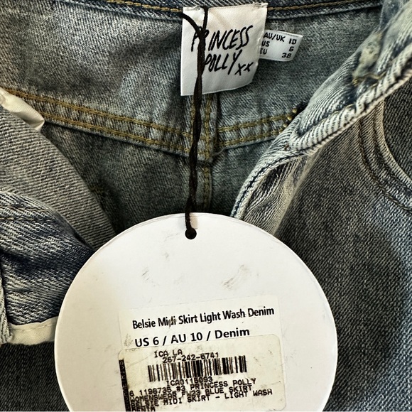 PRINCESS POLLY | Women’s Light Wash Denim Skirt size 6 - Picture 9 of 12